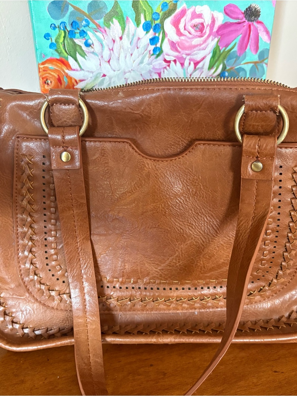 Antik Kraft Brown Woven-Detail Shoulder Bag